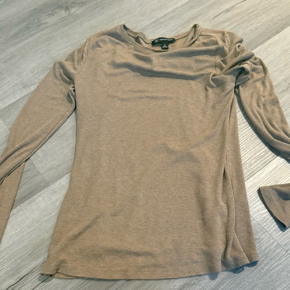INC International Concepts Beige Long Sleeve Top